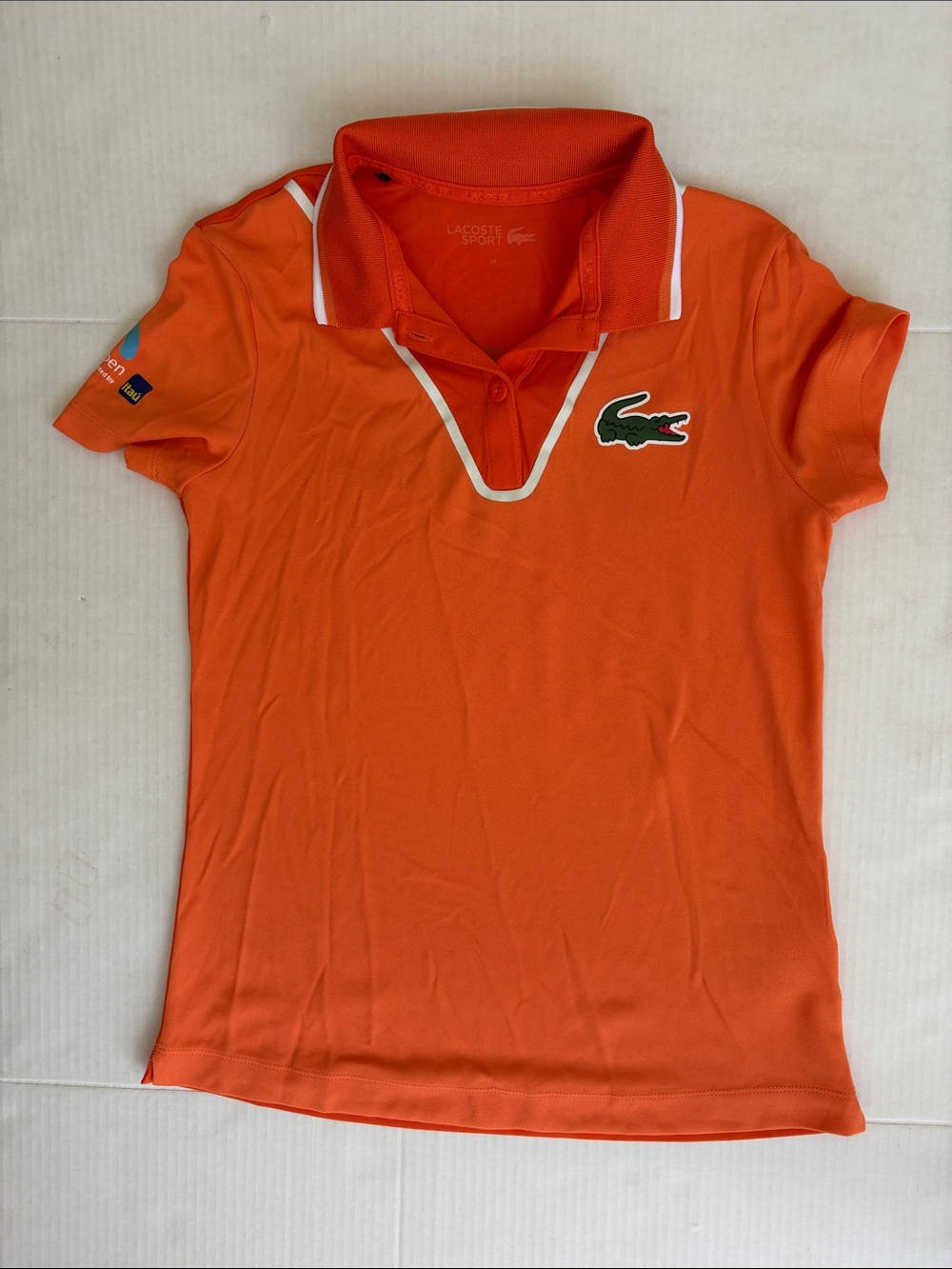 Lacoste Orange Short-Sleeve Polo with White Trim